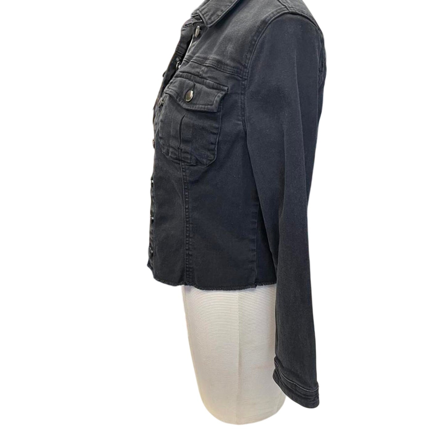Black denim jacket with button up