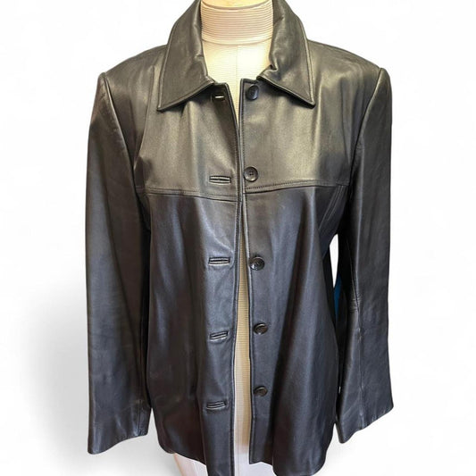 Valerie stevens black leather jacket