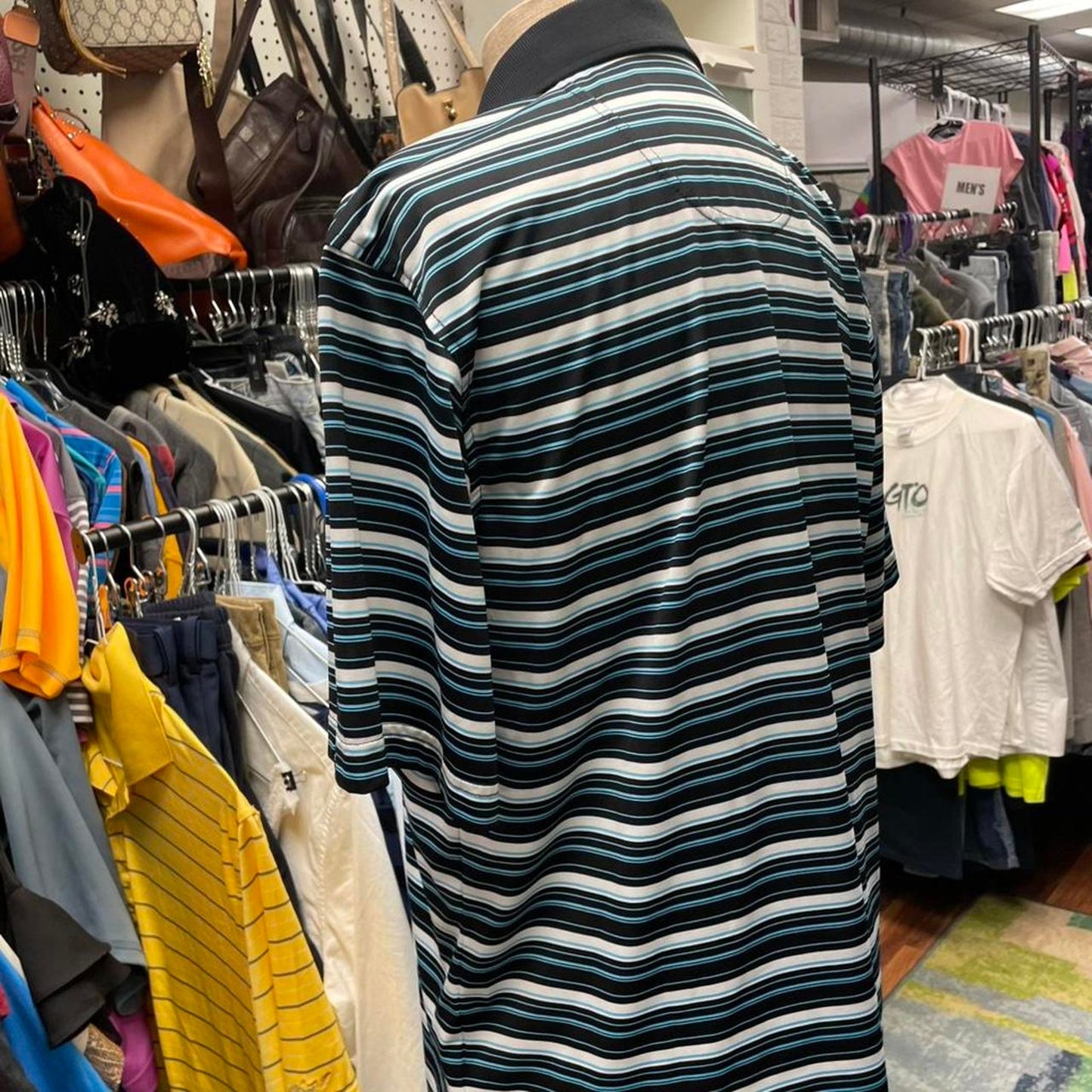 Pebble beach blue striped polo