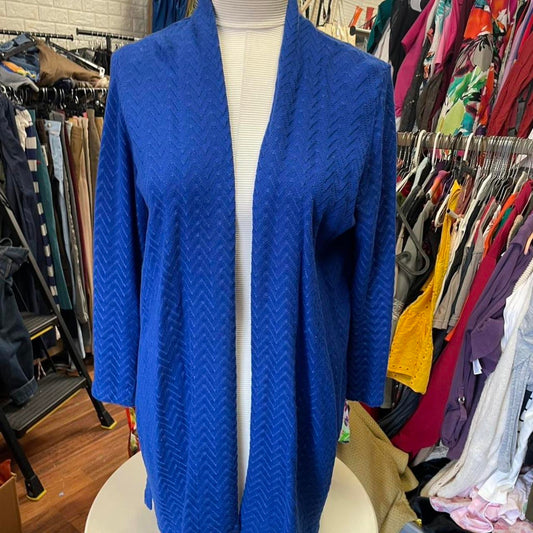 Kasper blue cardigan with chevron