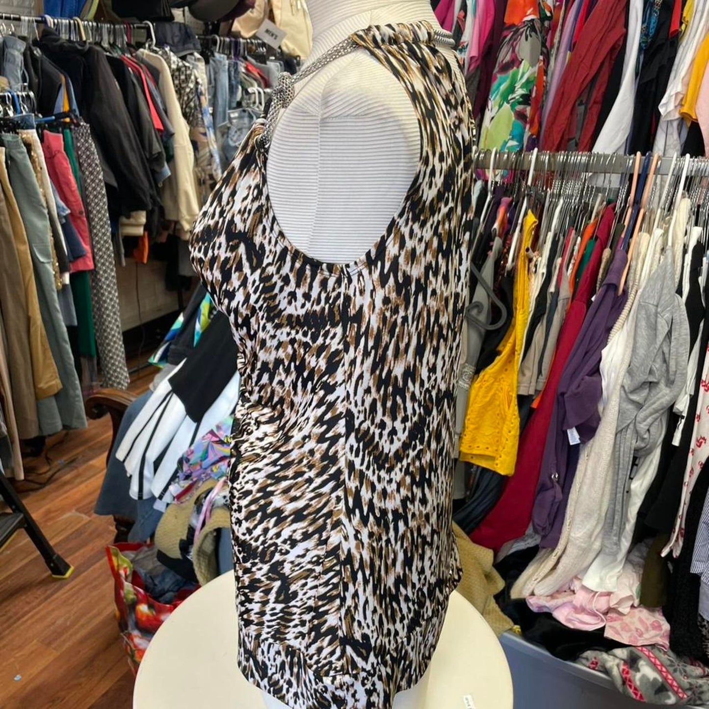 Leopard print cowl neck top