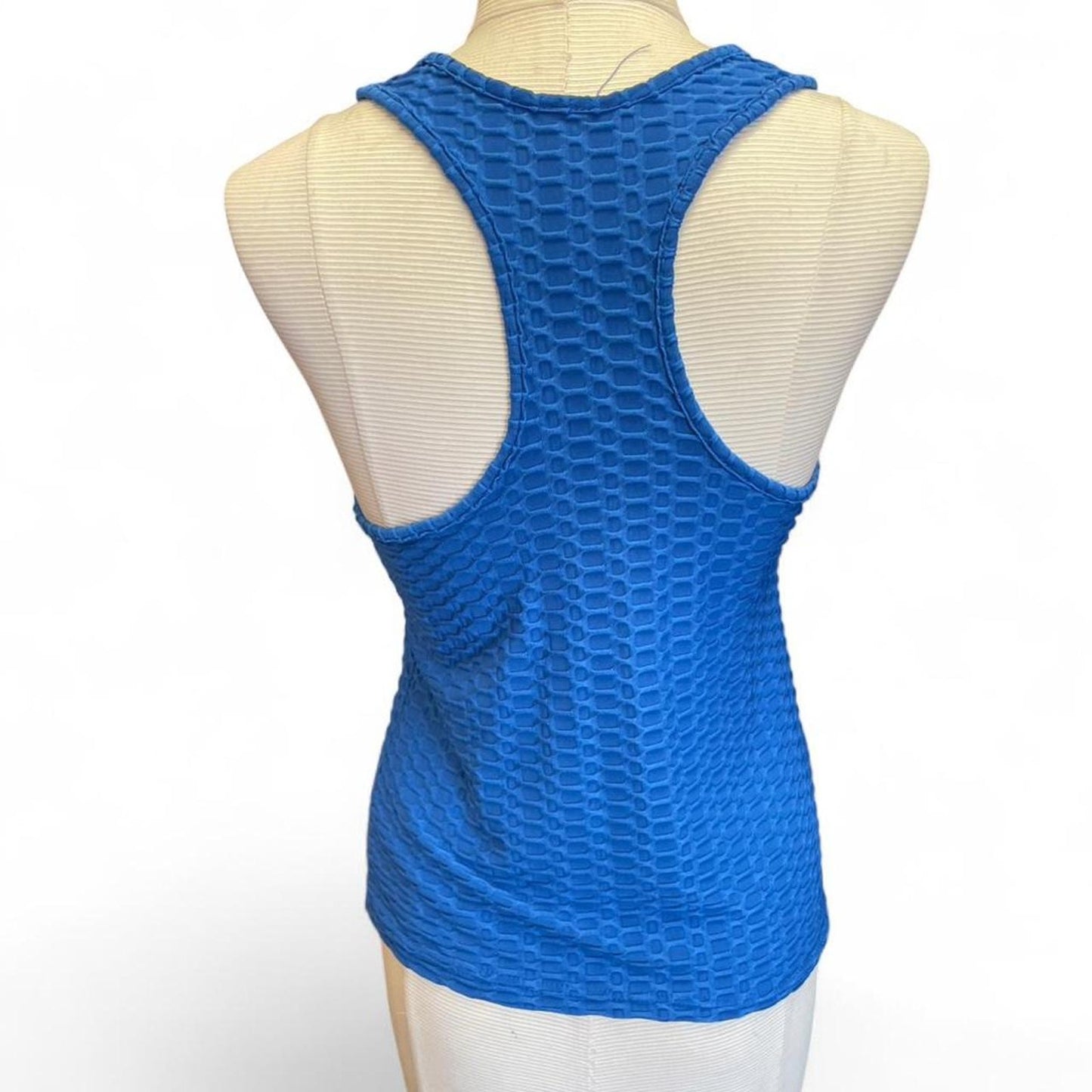 Blue textured tank top with