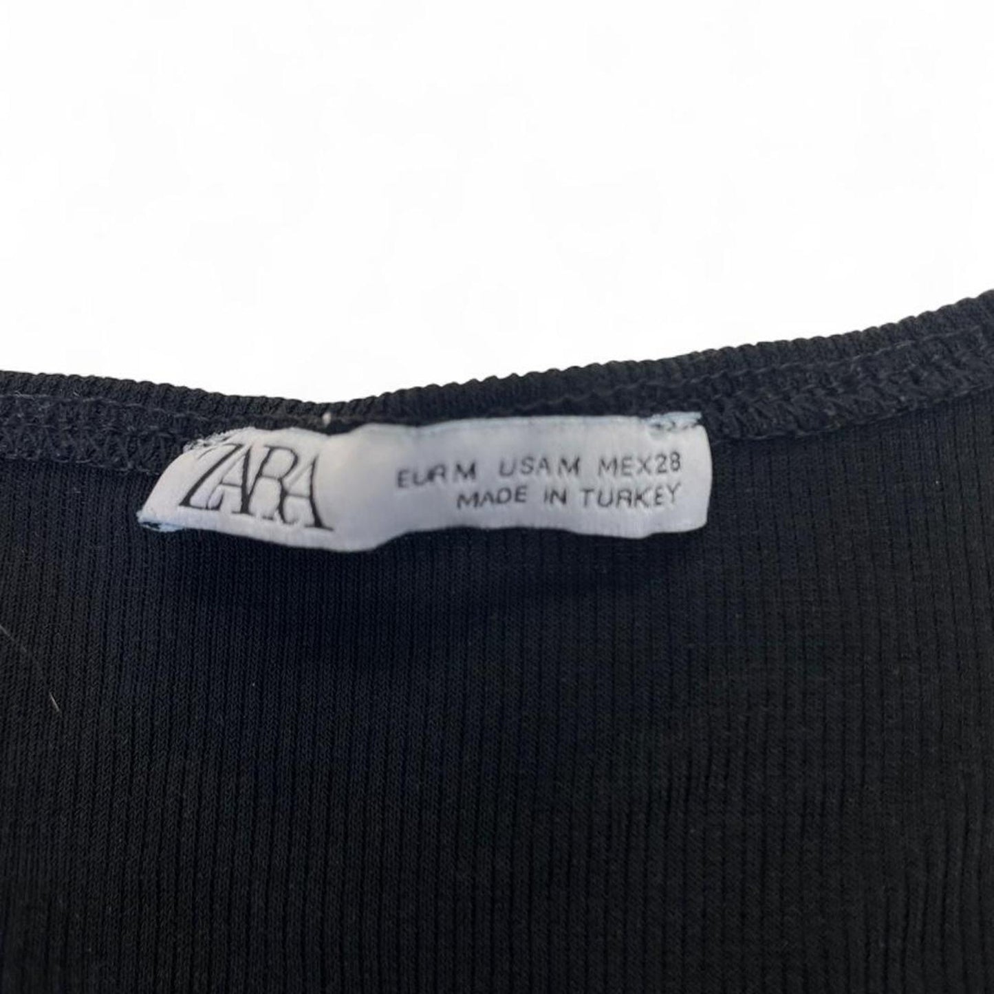 Zara black ribbed knit v neck