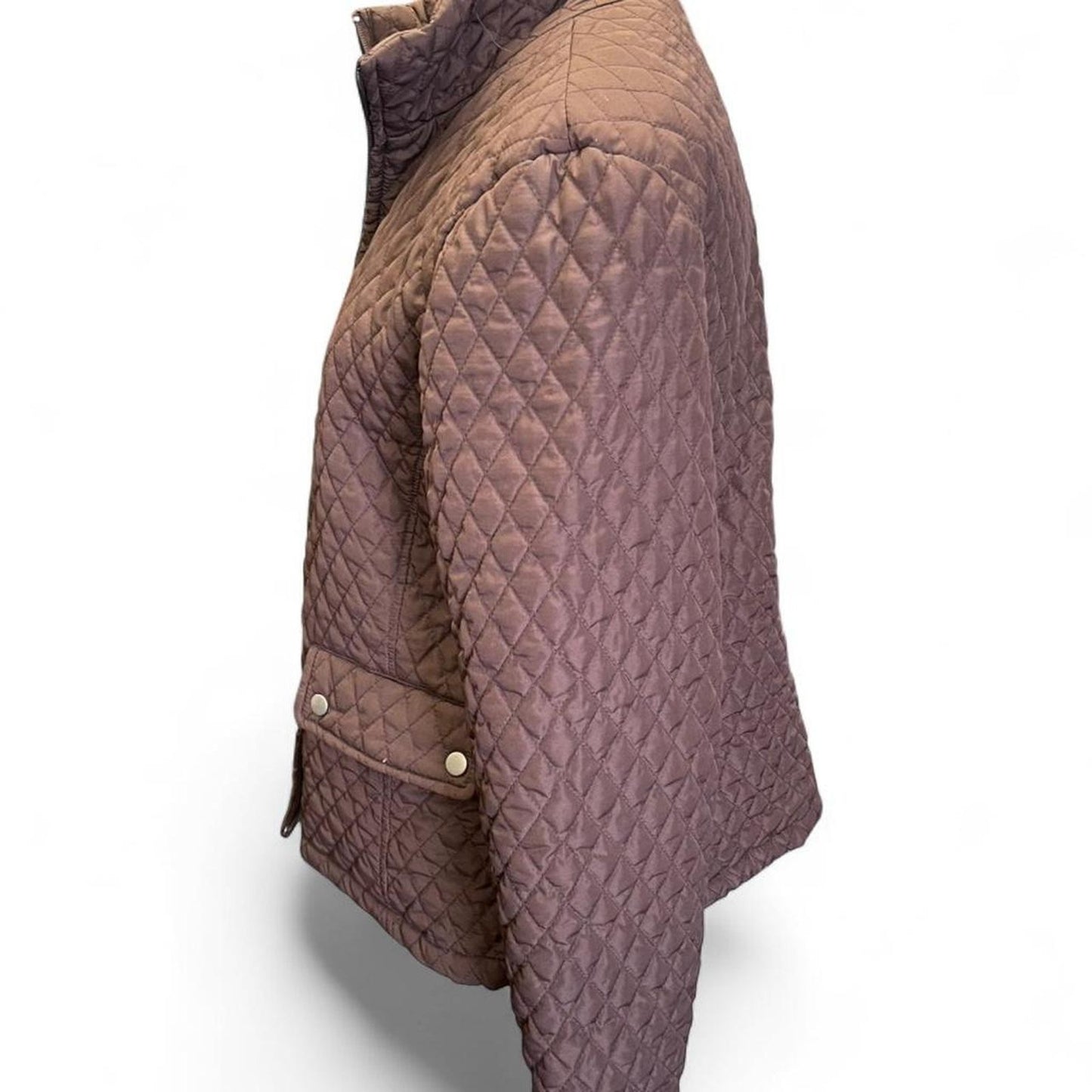 Brown quilted zip up jacket