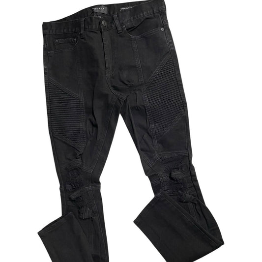 Black denim biker jeans