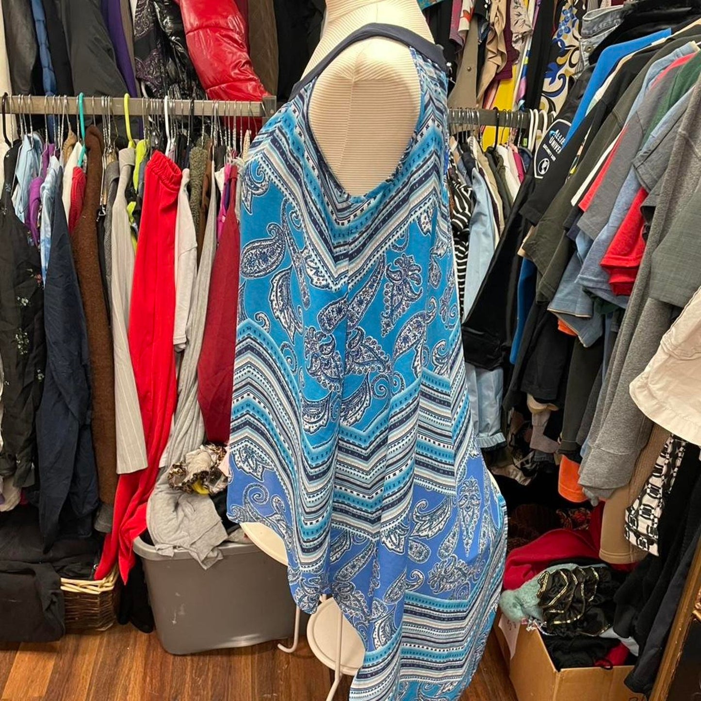 Blue paisley print tank top