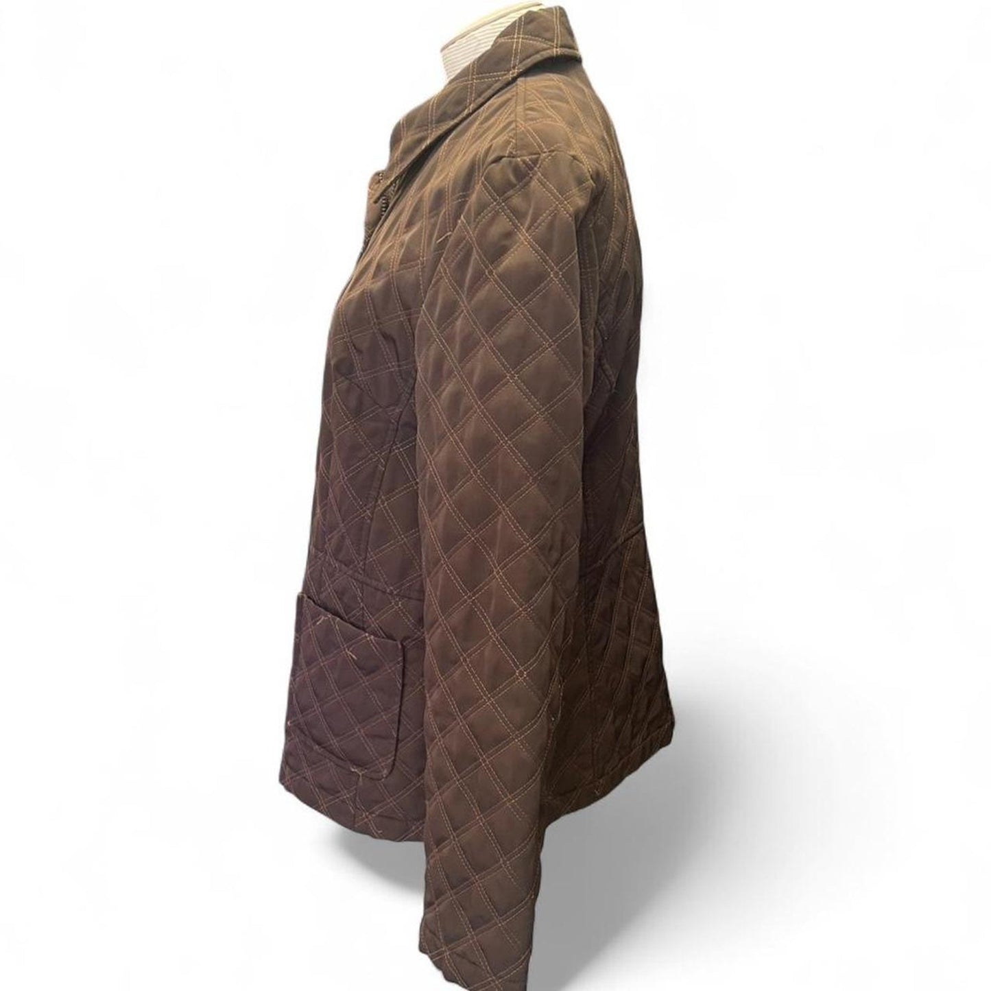 Brown quilted jacket with a