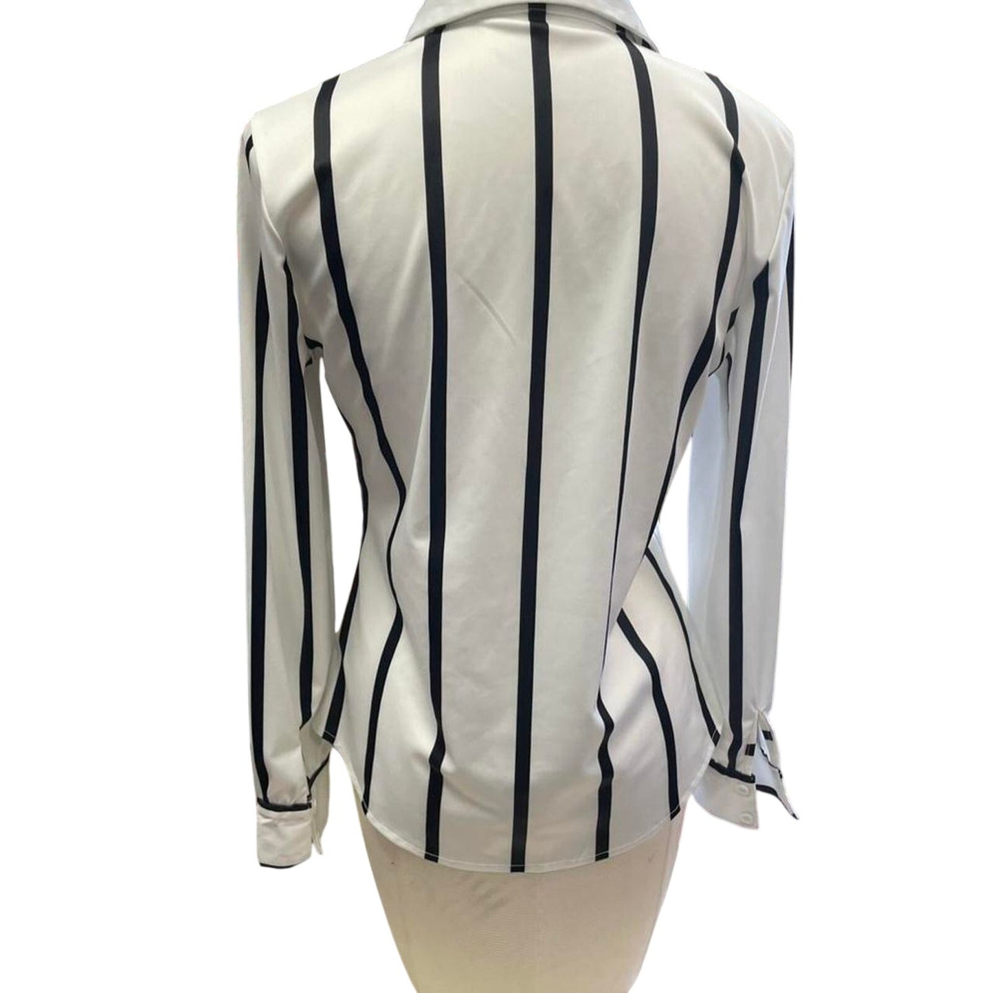 White and black striped button up