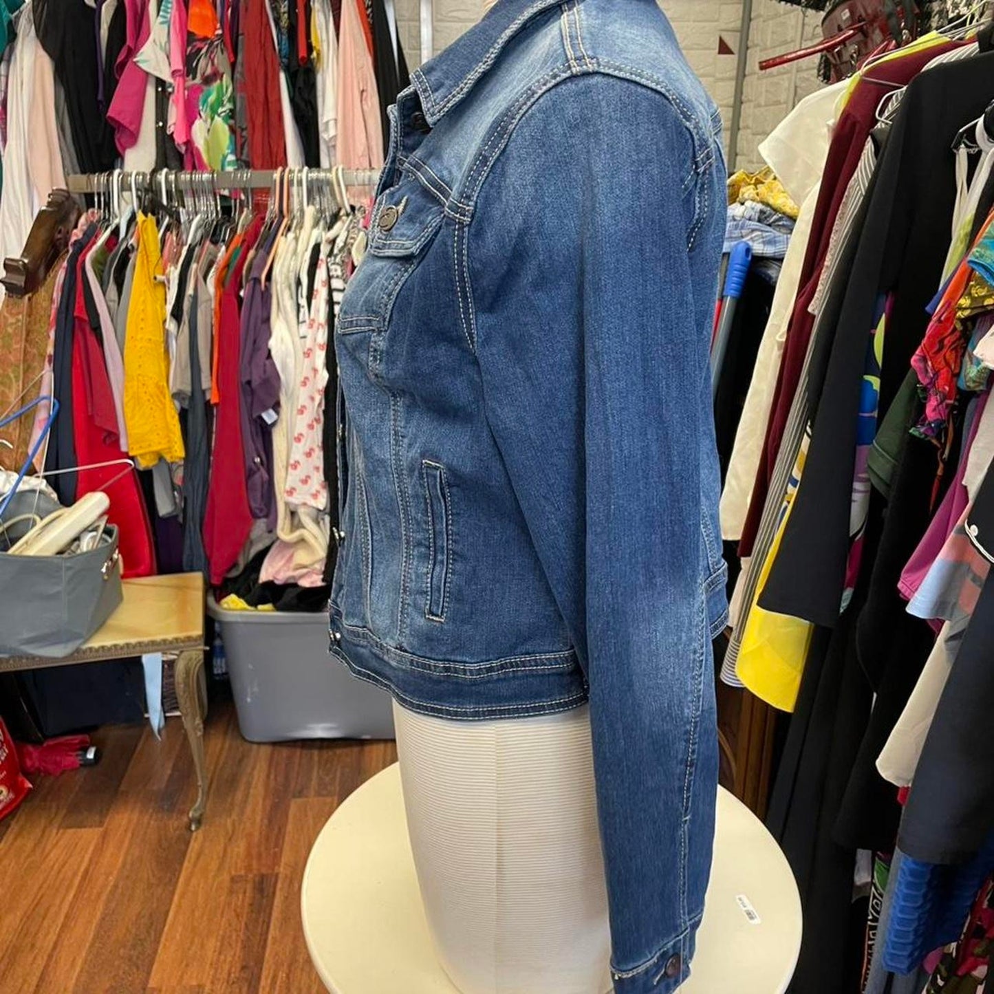 Blue denim jacket with button