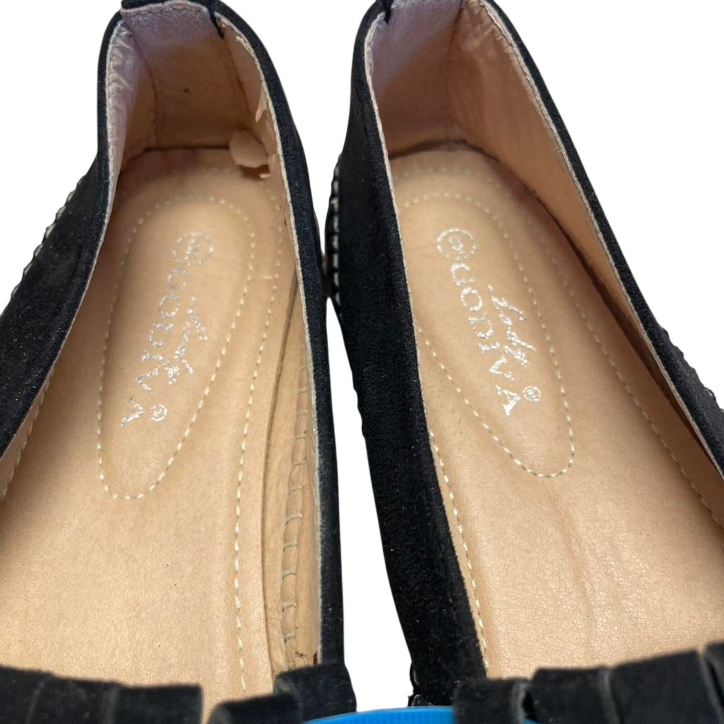 Black suede fringe loafers