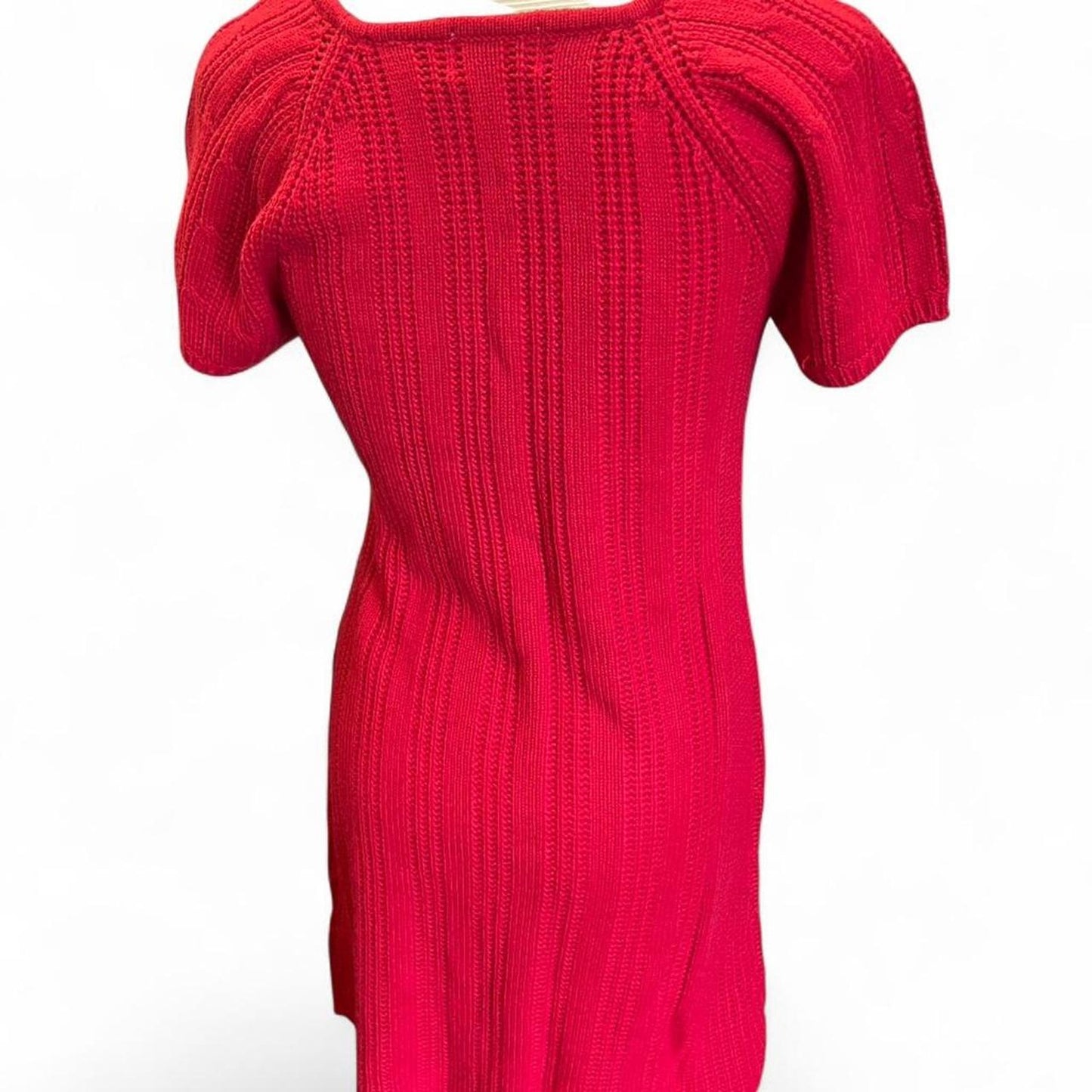 Red cable knit sweater dress