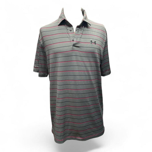 Under armour grey striped polo