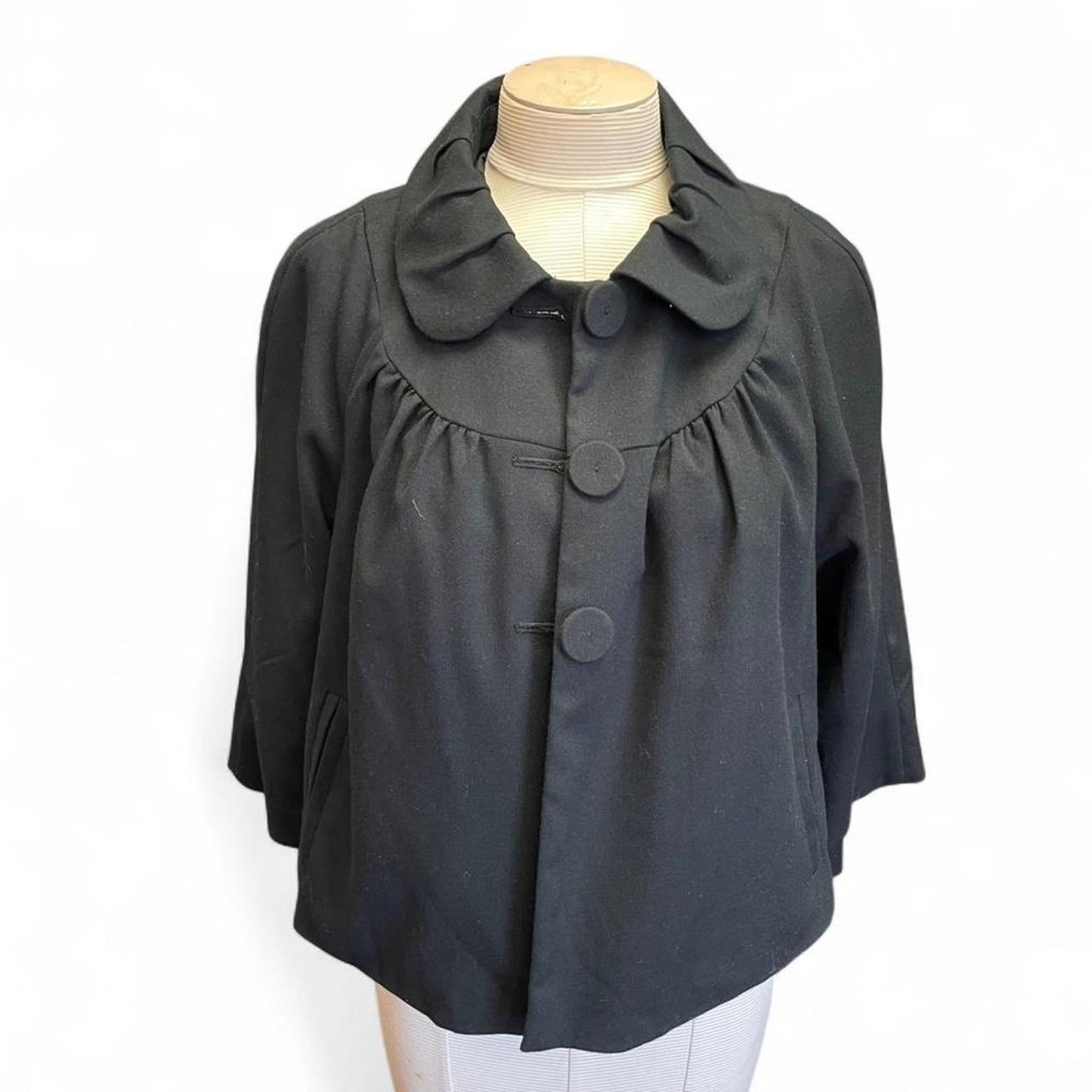 Black cape jacket with collar