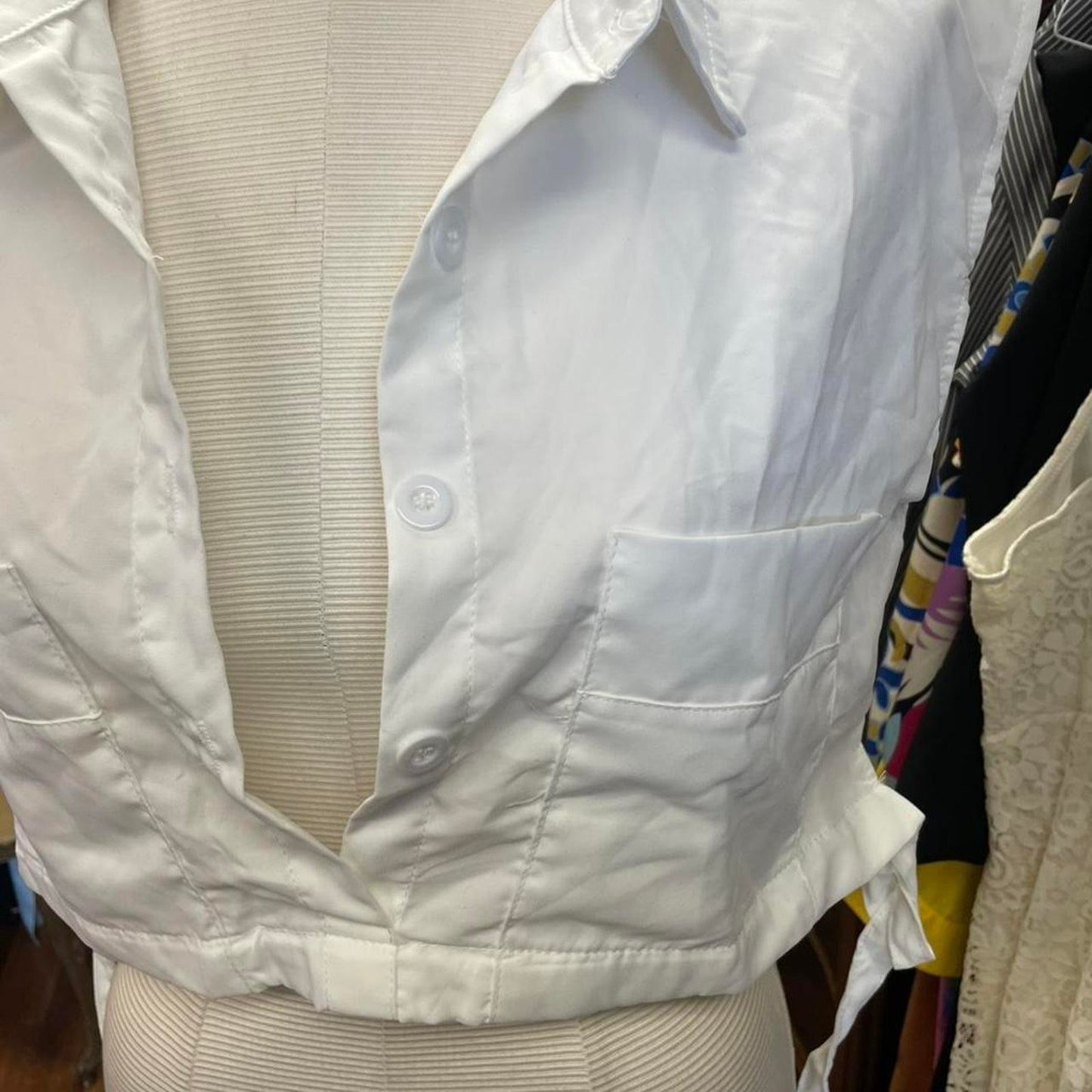 White button up vest with