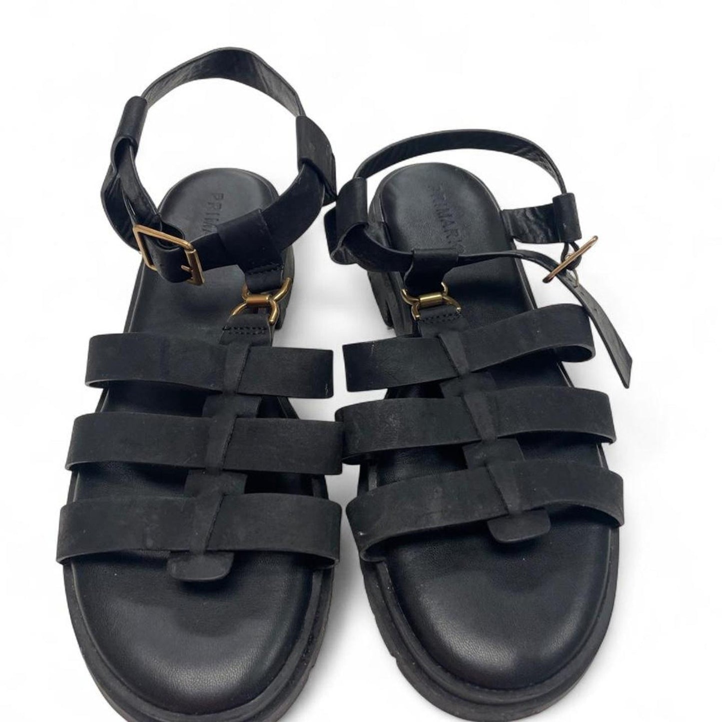 Black leather sandals
