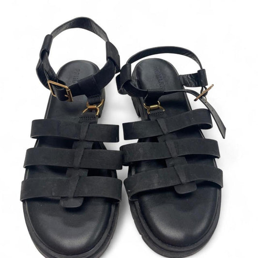 Black leather sandals