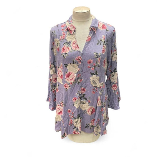 Torrid purple floral button down