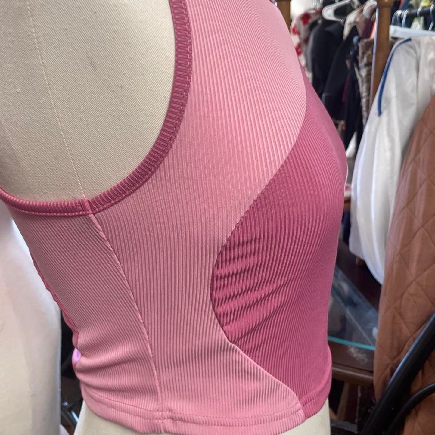 Pink ribbed tank top