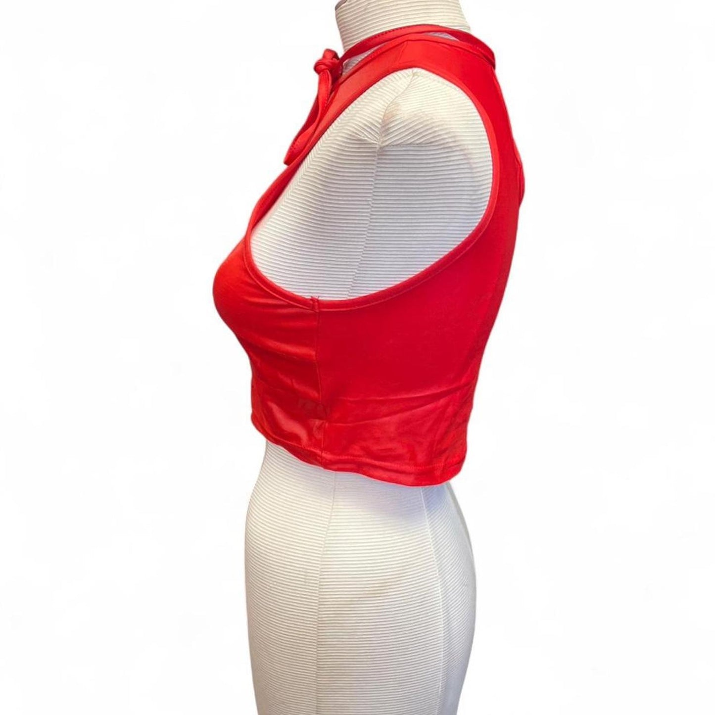 Red halter neck top