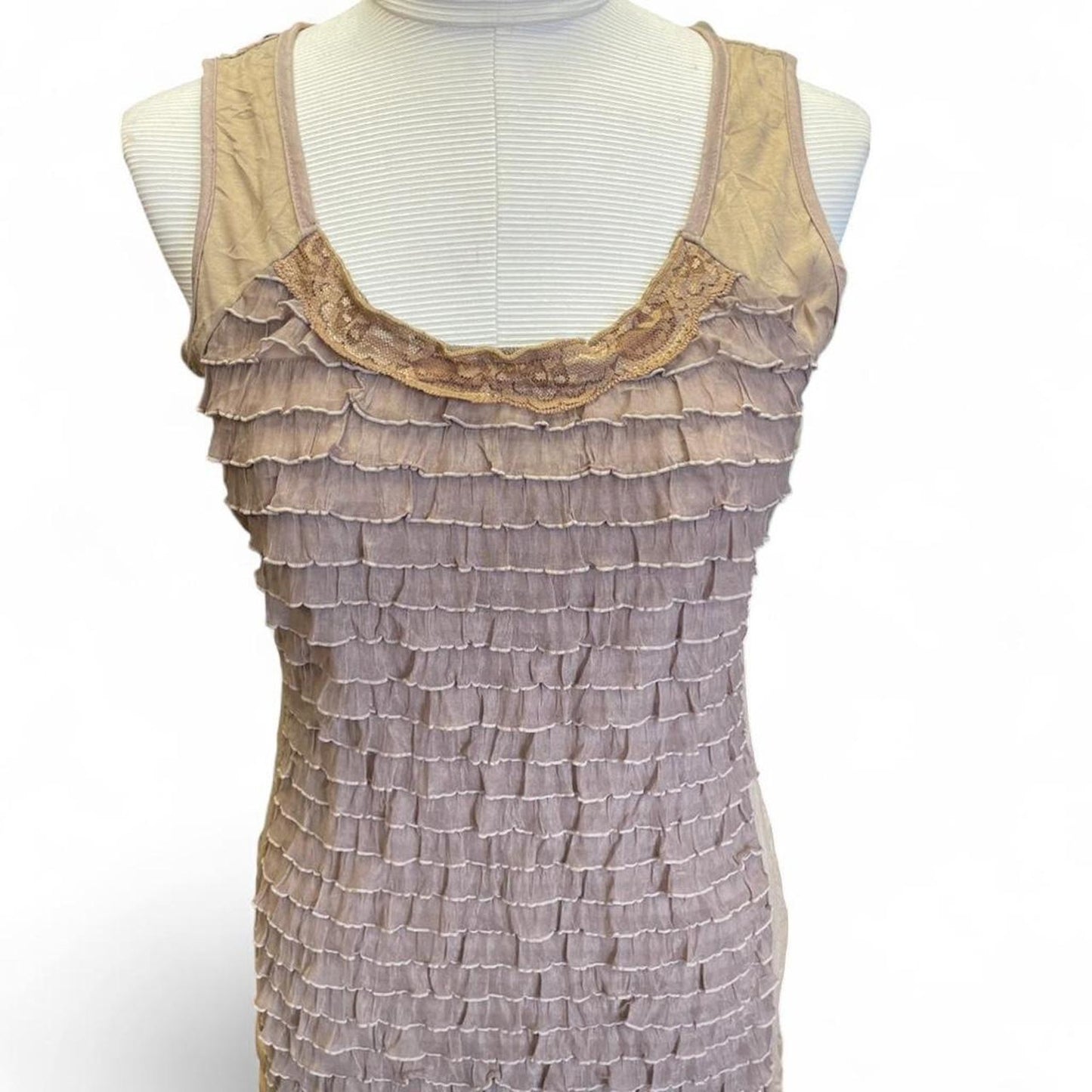 Cocomo tan ruffle tank top