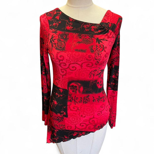 Redblack long sleeve top shirt
