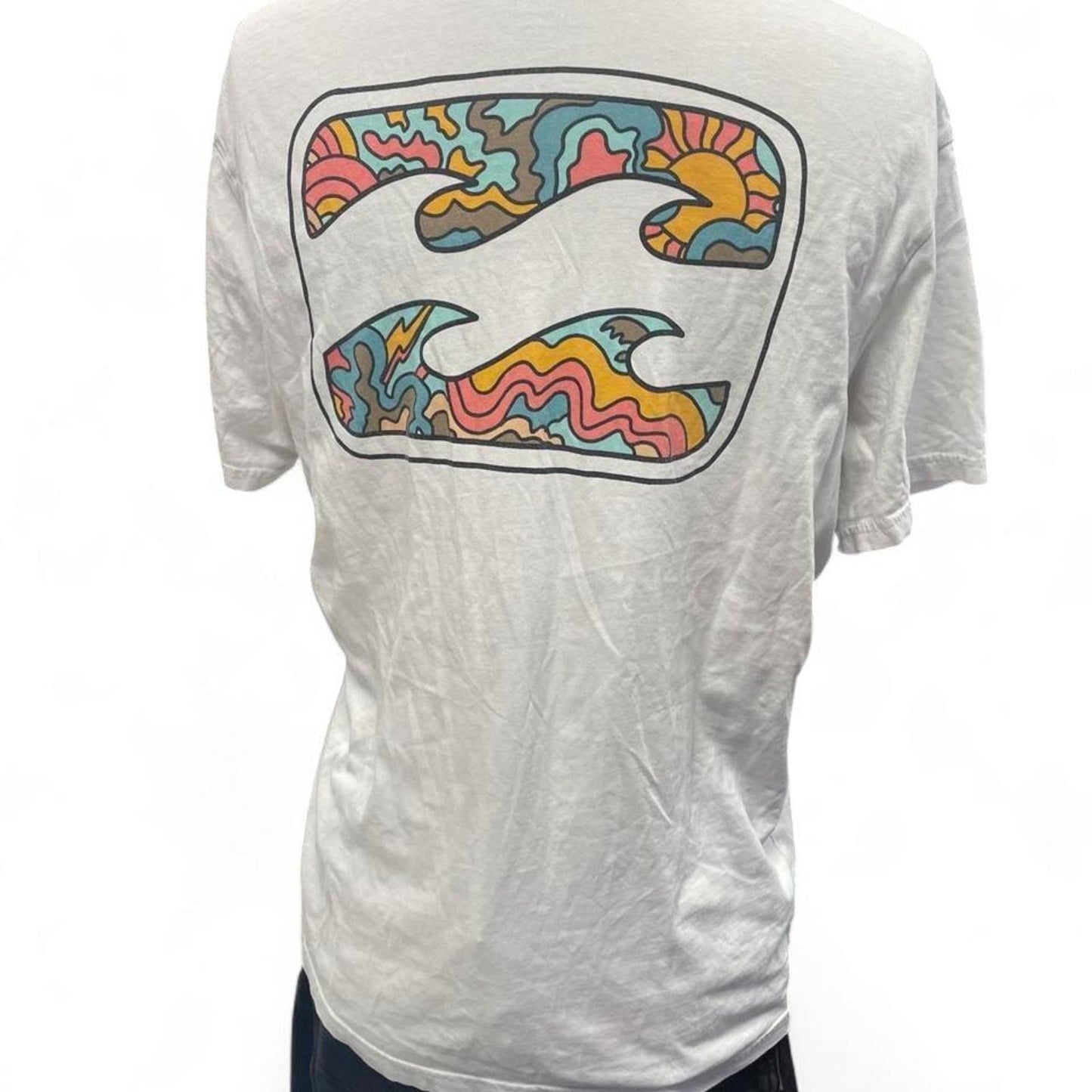 Billabong white tee with multicolored