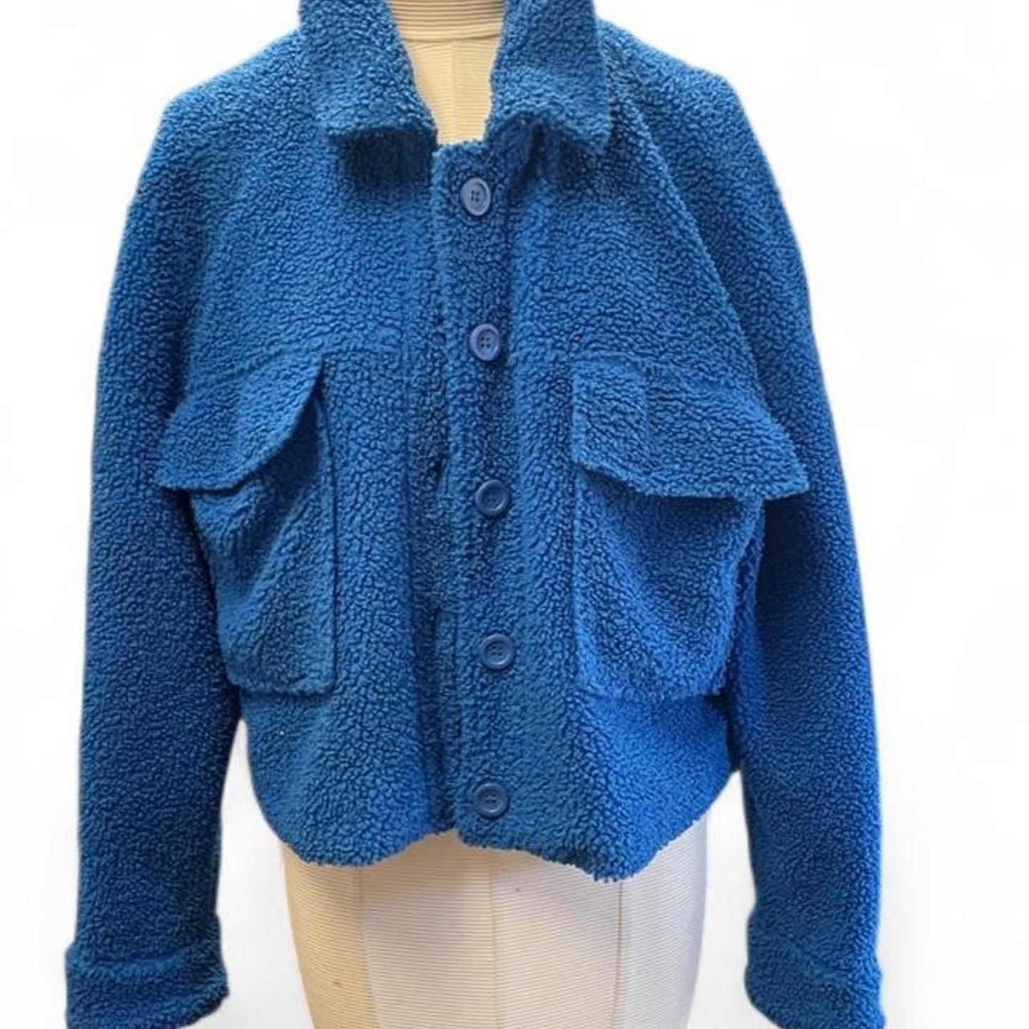 Blue sherpa jacket with pockets