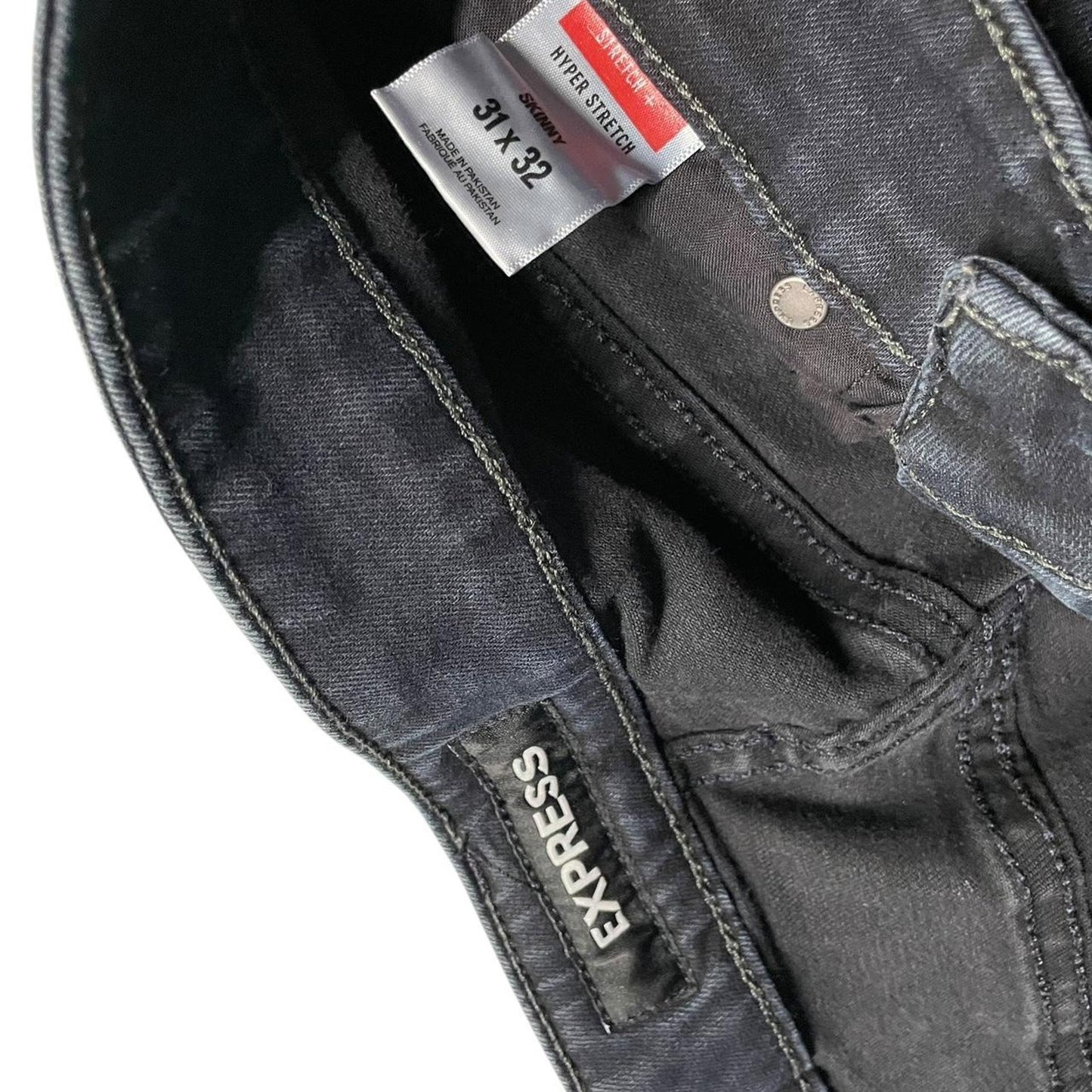 Dark wash straight leg denim