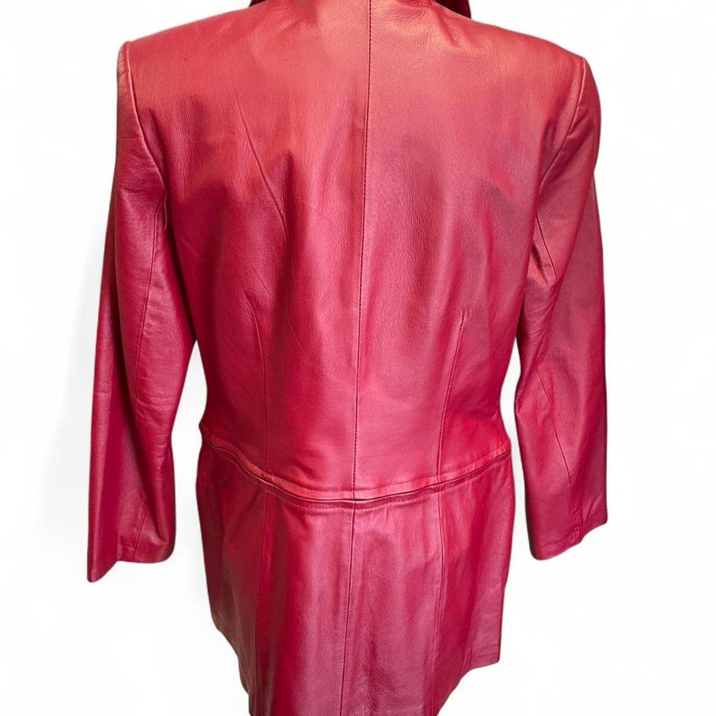 Red leather jacket with zipper