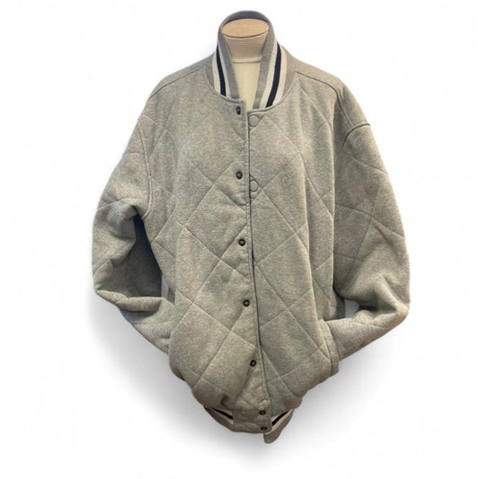 Grey quilted varsity jacket