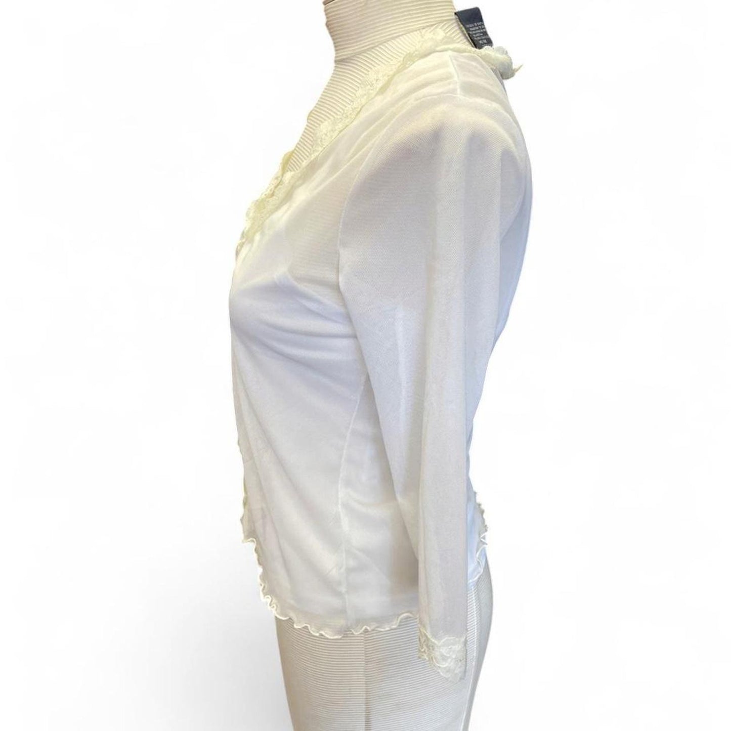 White lace blouse with ruffle