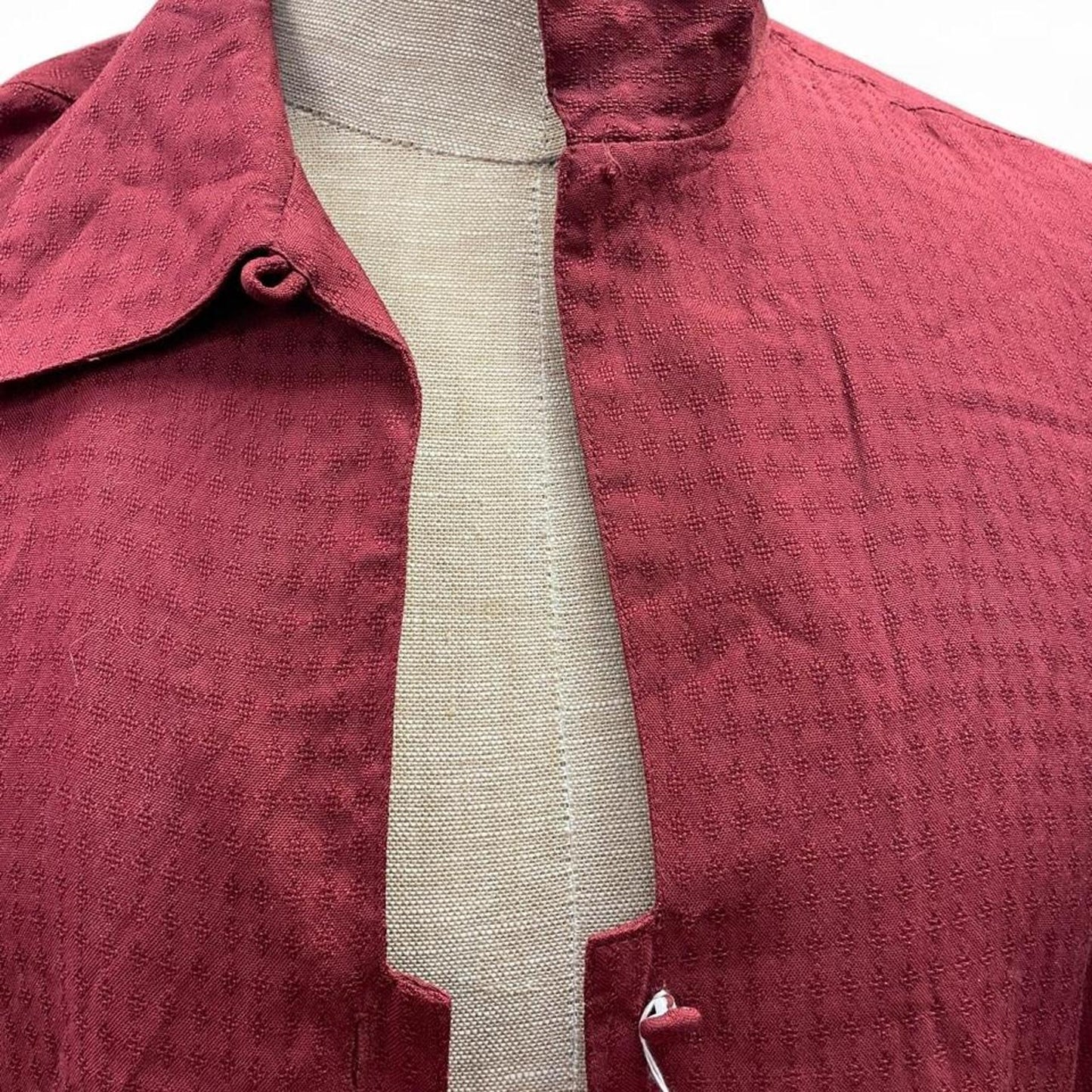 Red silk button up shirt
