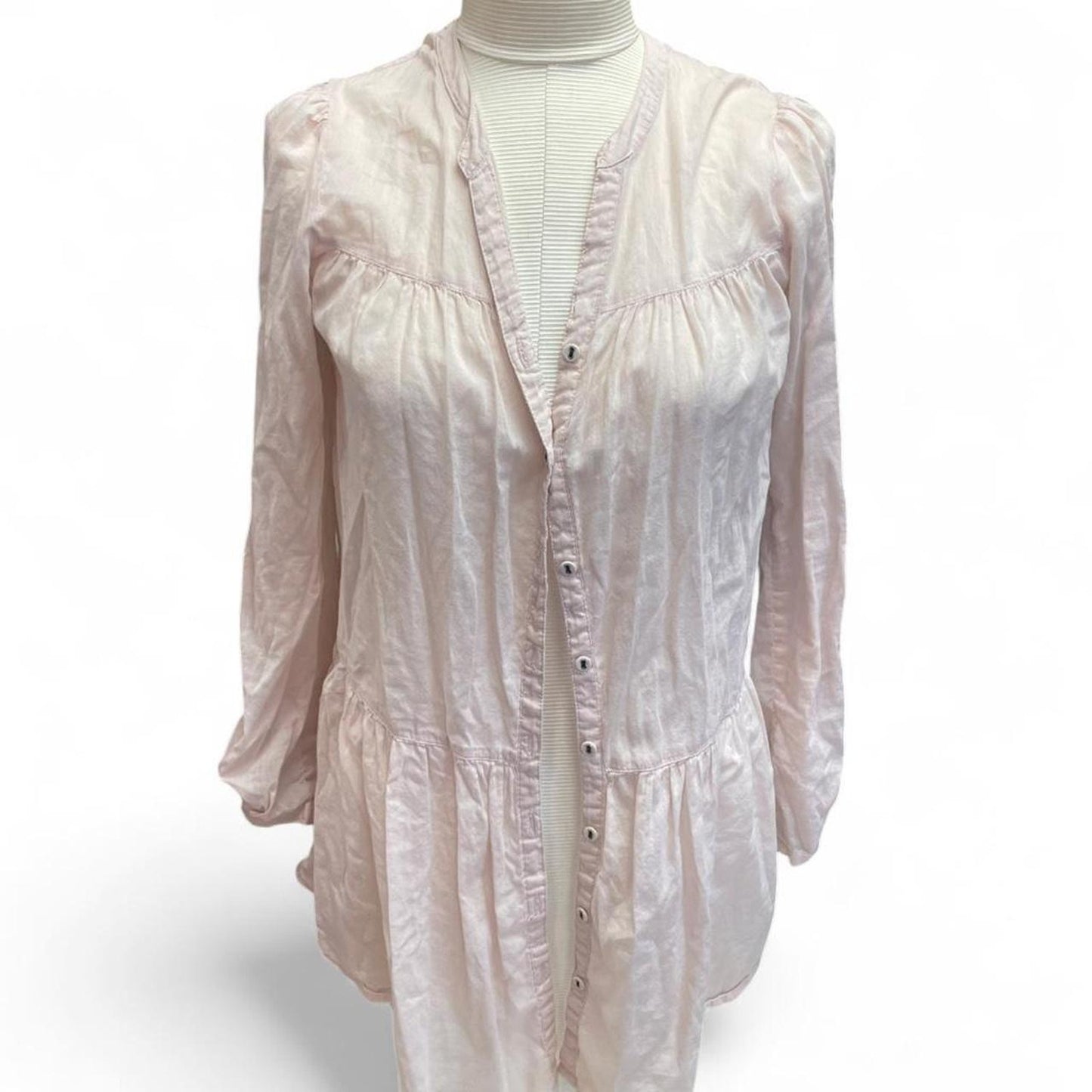 Pink linen button up shirt