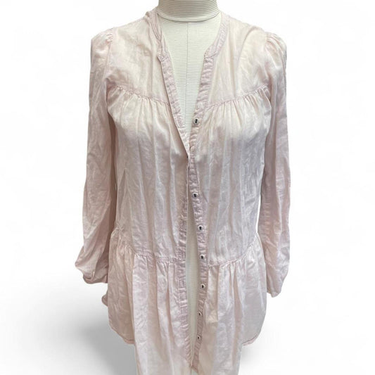 Pink linen button up shirt