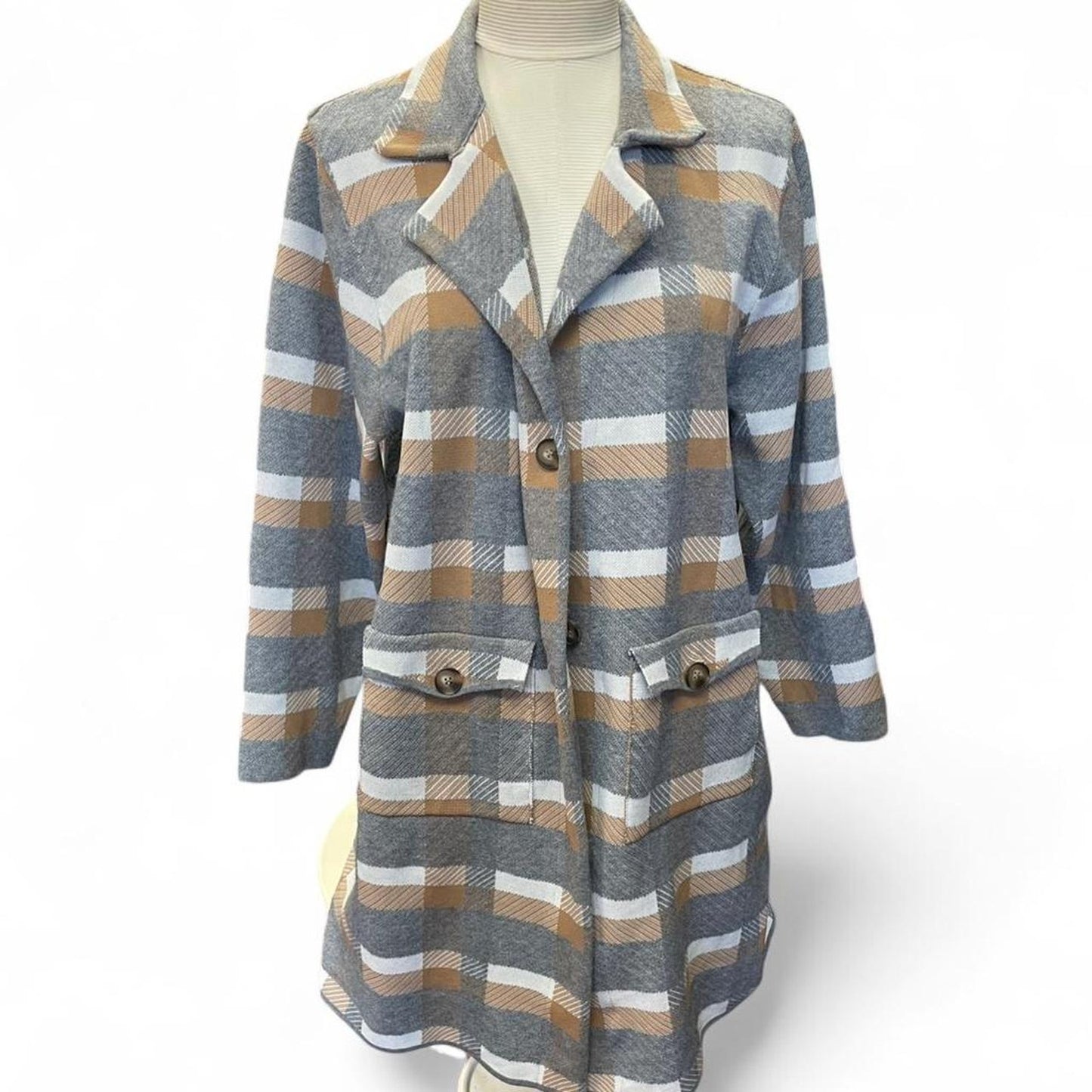 Love luxe grey plaid jacket