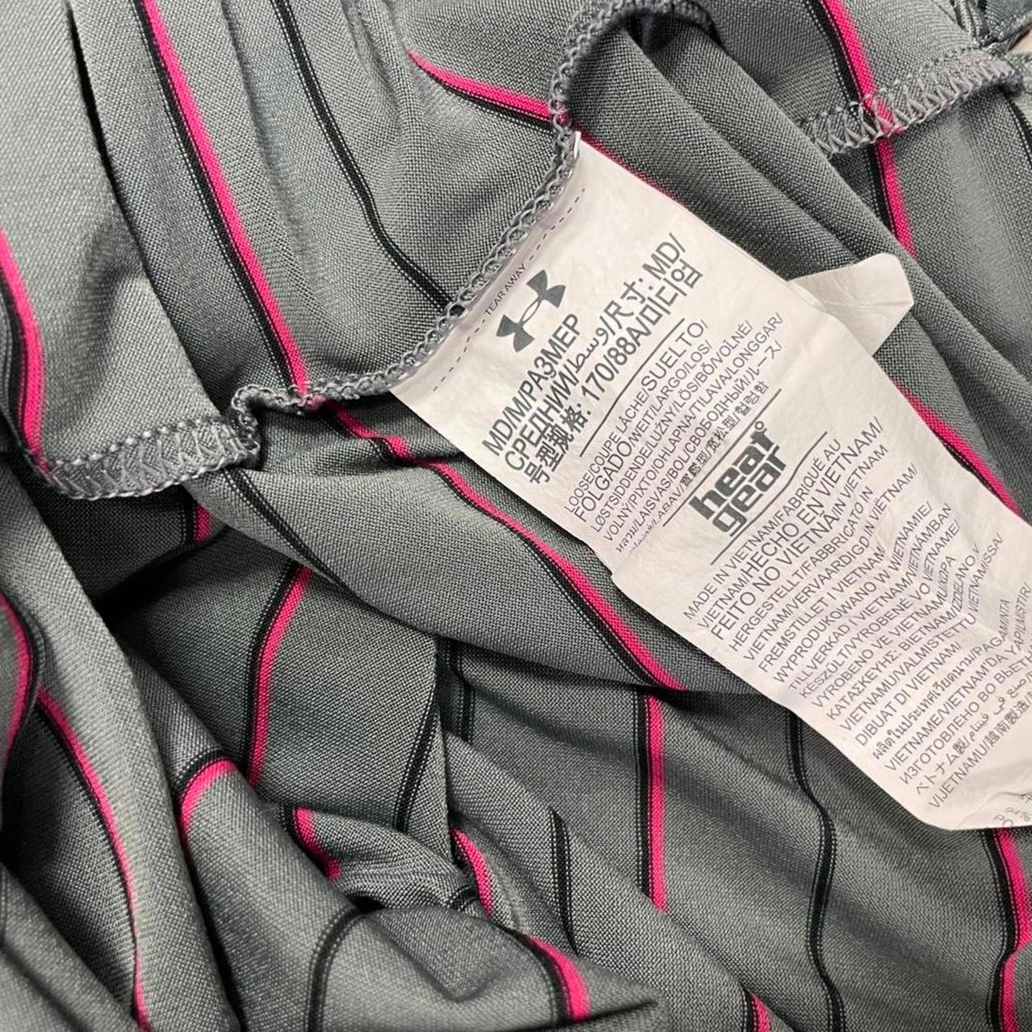 Under armour grey striped polo
