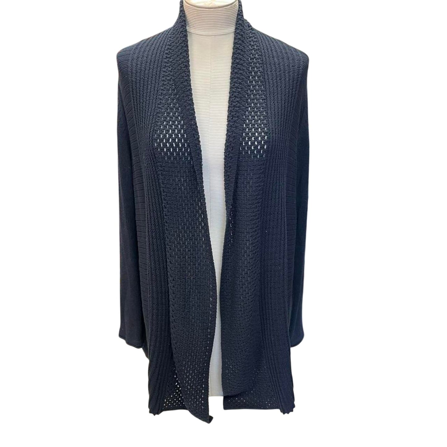 Navy blue knit cardigan with