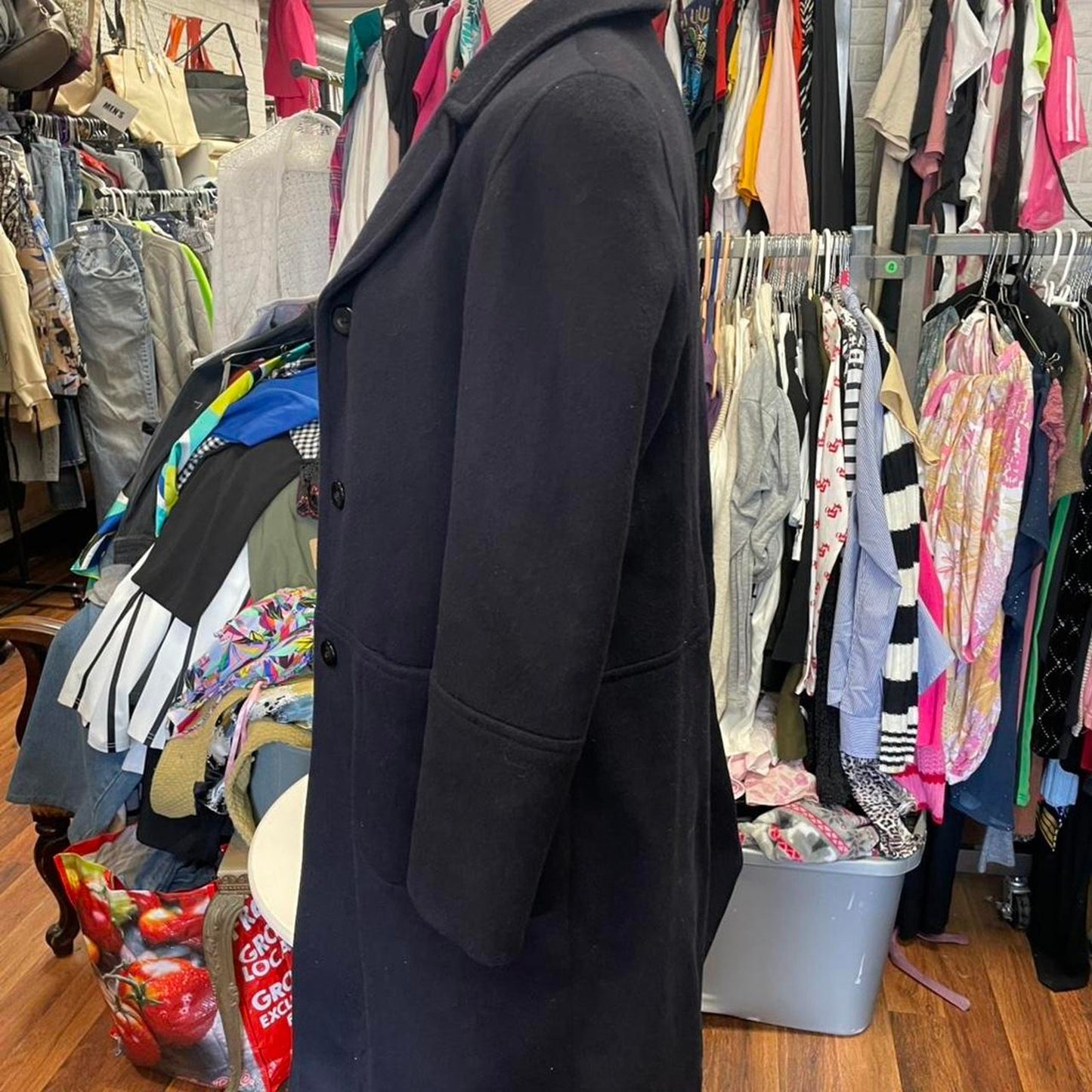 Navy blue longline blazer with
