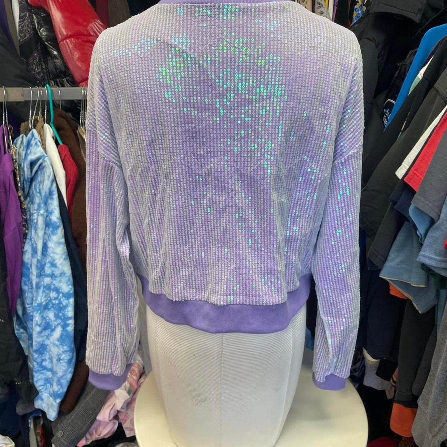Purple sequin long sleeve top