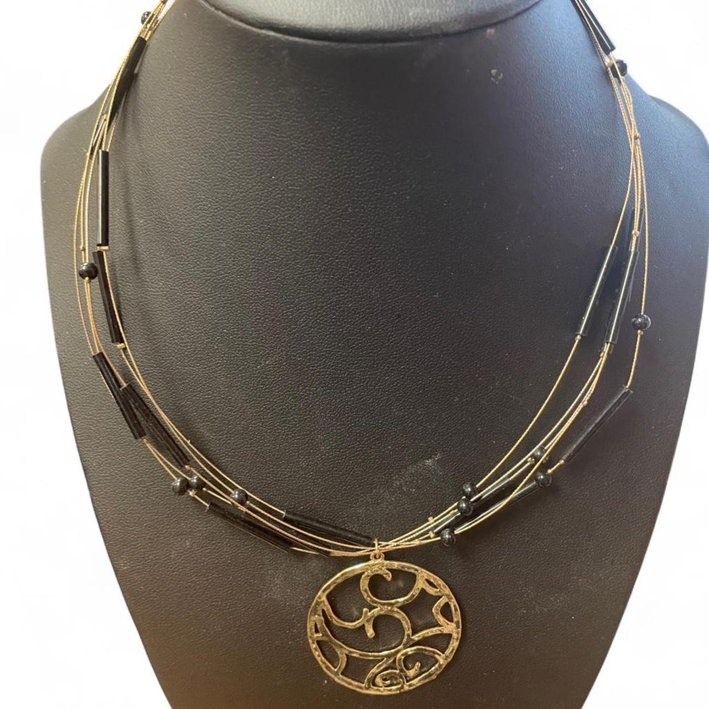 Gold and black beaded necklace