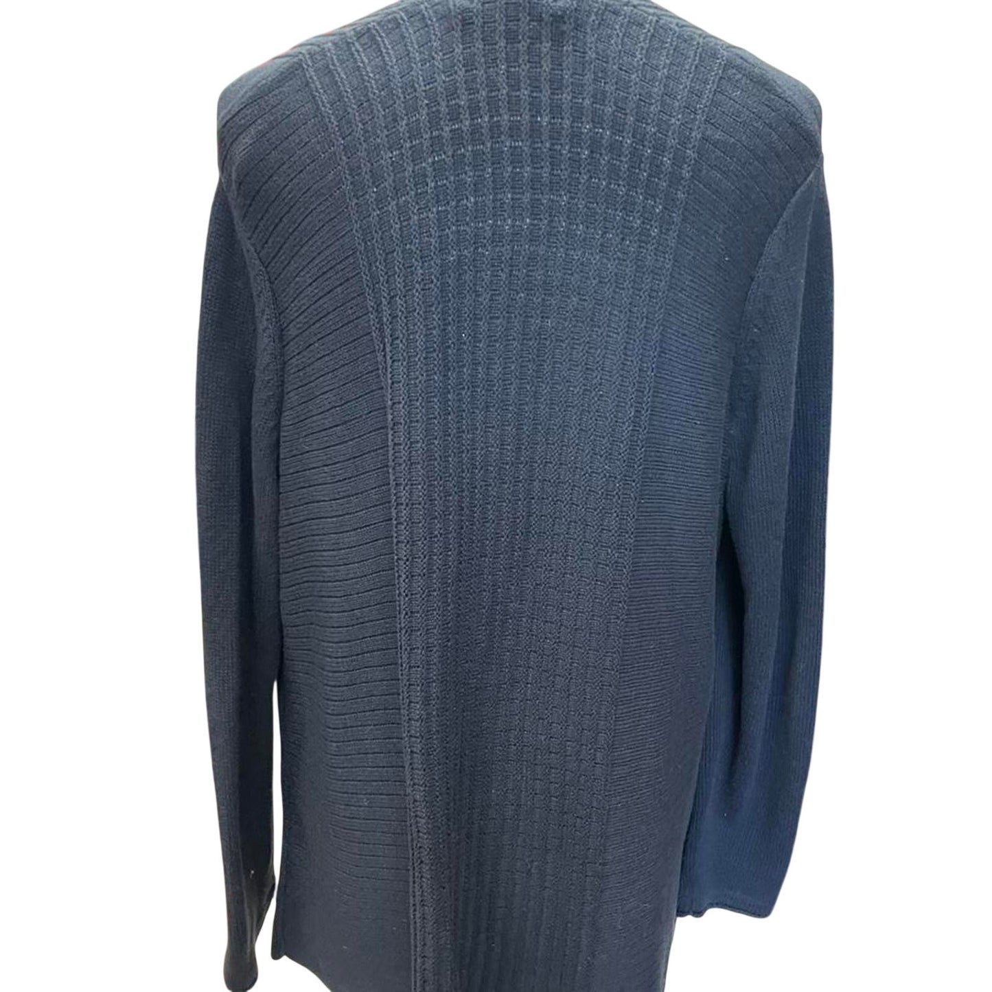 Navy blue knit cardigan with