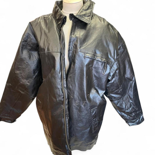 Black leather jacket with zipper