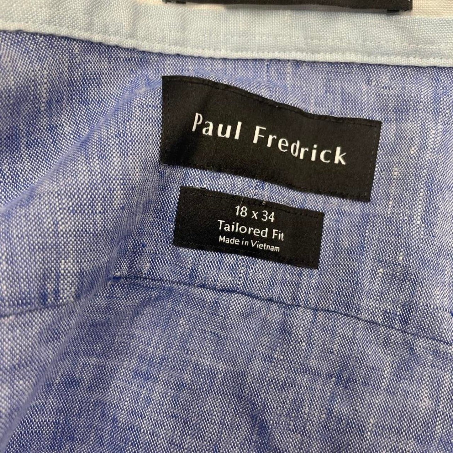 Paul fredrick blue linen shirt