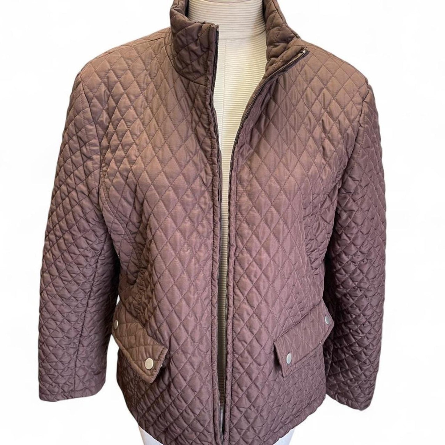 Brown quilted zip up jacket