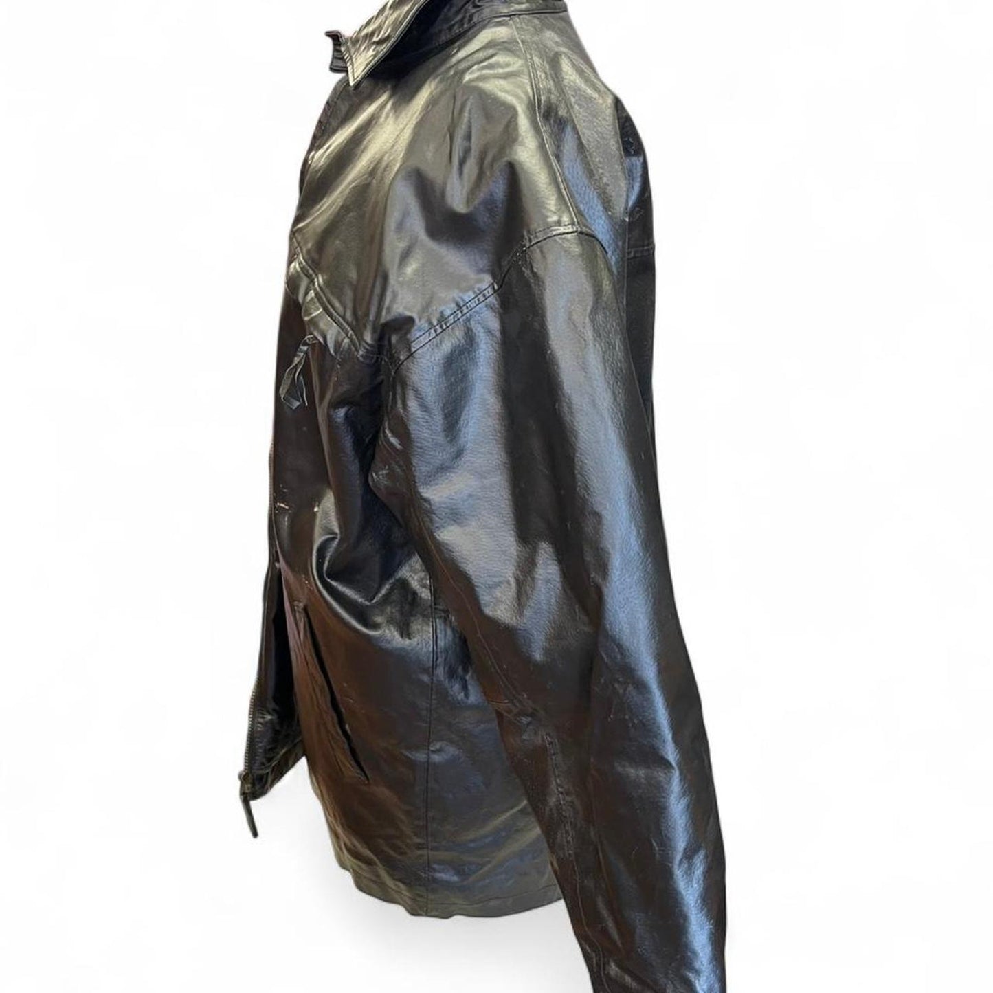 Black leather jacket with zipper