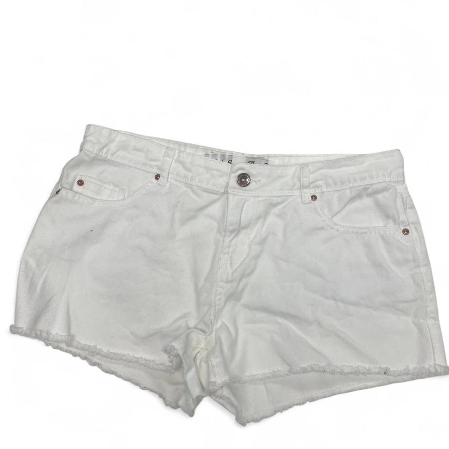 White denim shorts with frayed