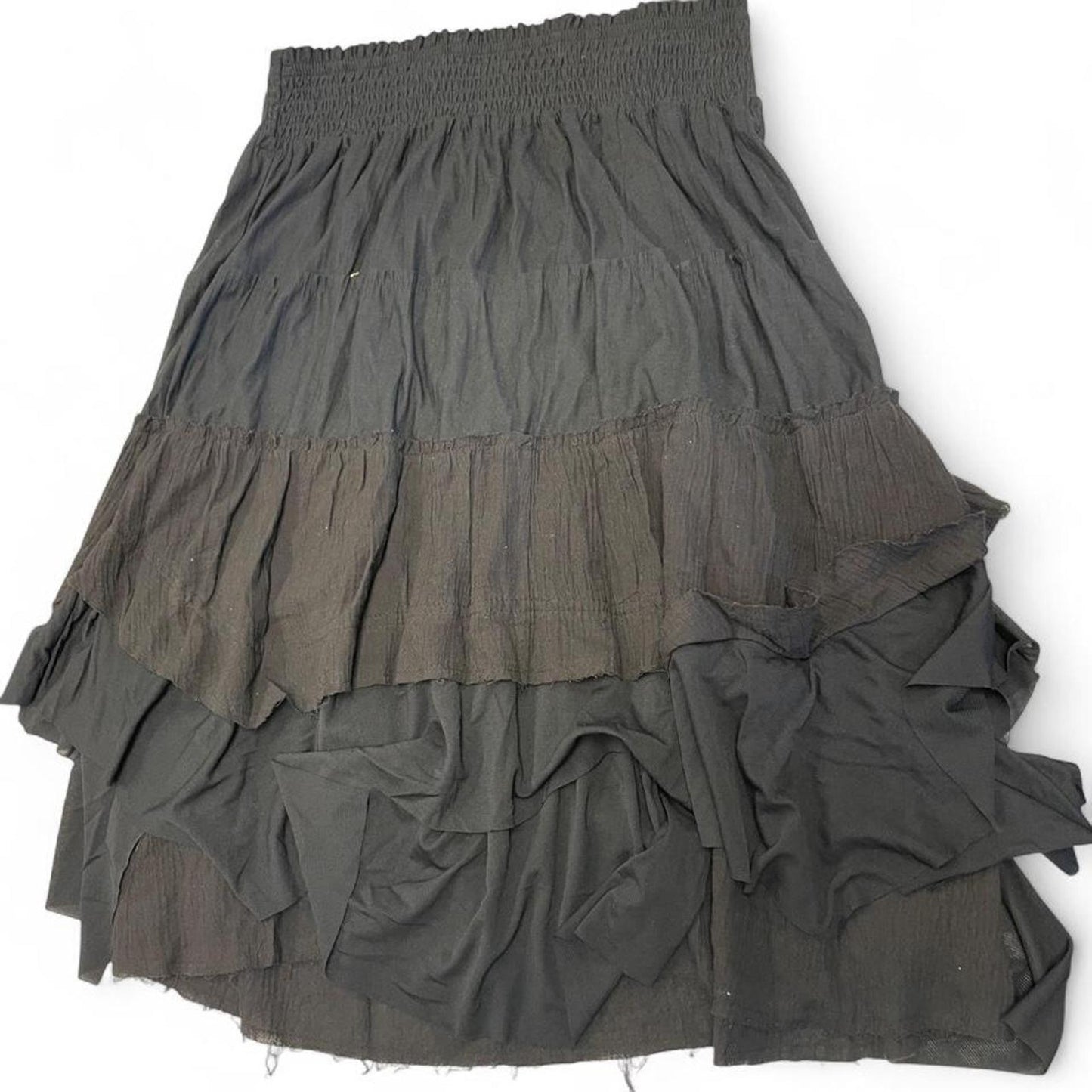 Black ruffled midi skirt