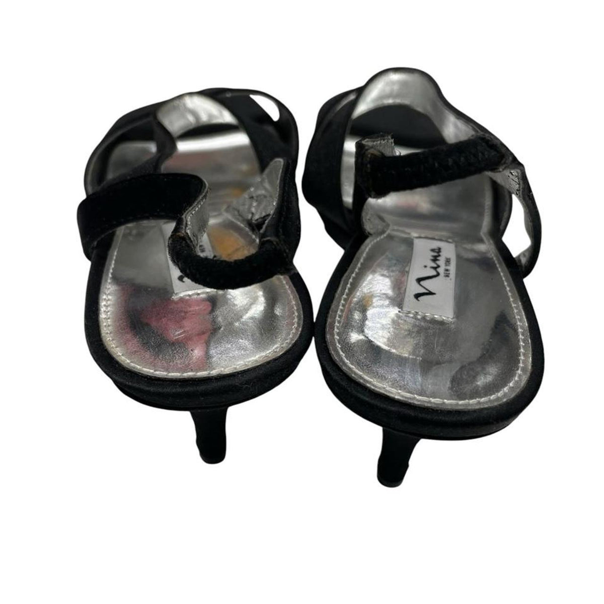 Black glittery kitten heel sandals