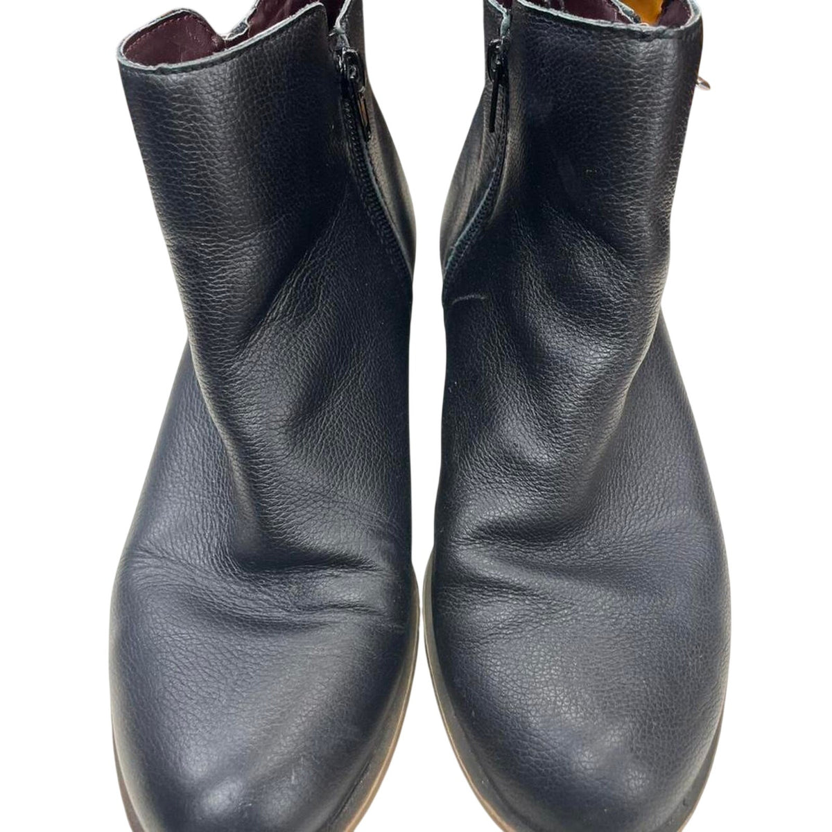 Black leather ankle boots with