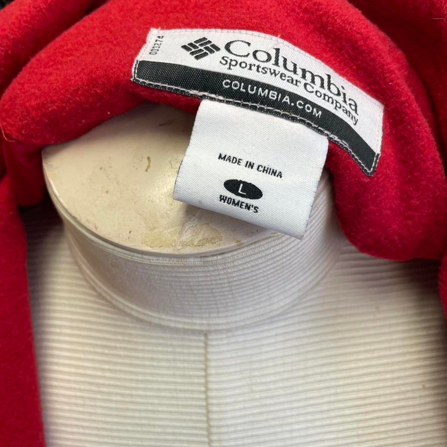 Columbia red fleece lined coat